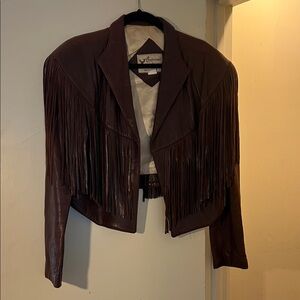 Continental Dark Brown Leather Jacket with Fringe